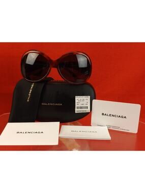 NWT BALENCIAGA BA2013 53N BROWN PLASTIC FRAME OVERSIZED SUNGLASSES $495 ITALY